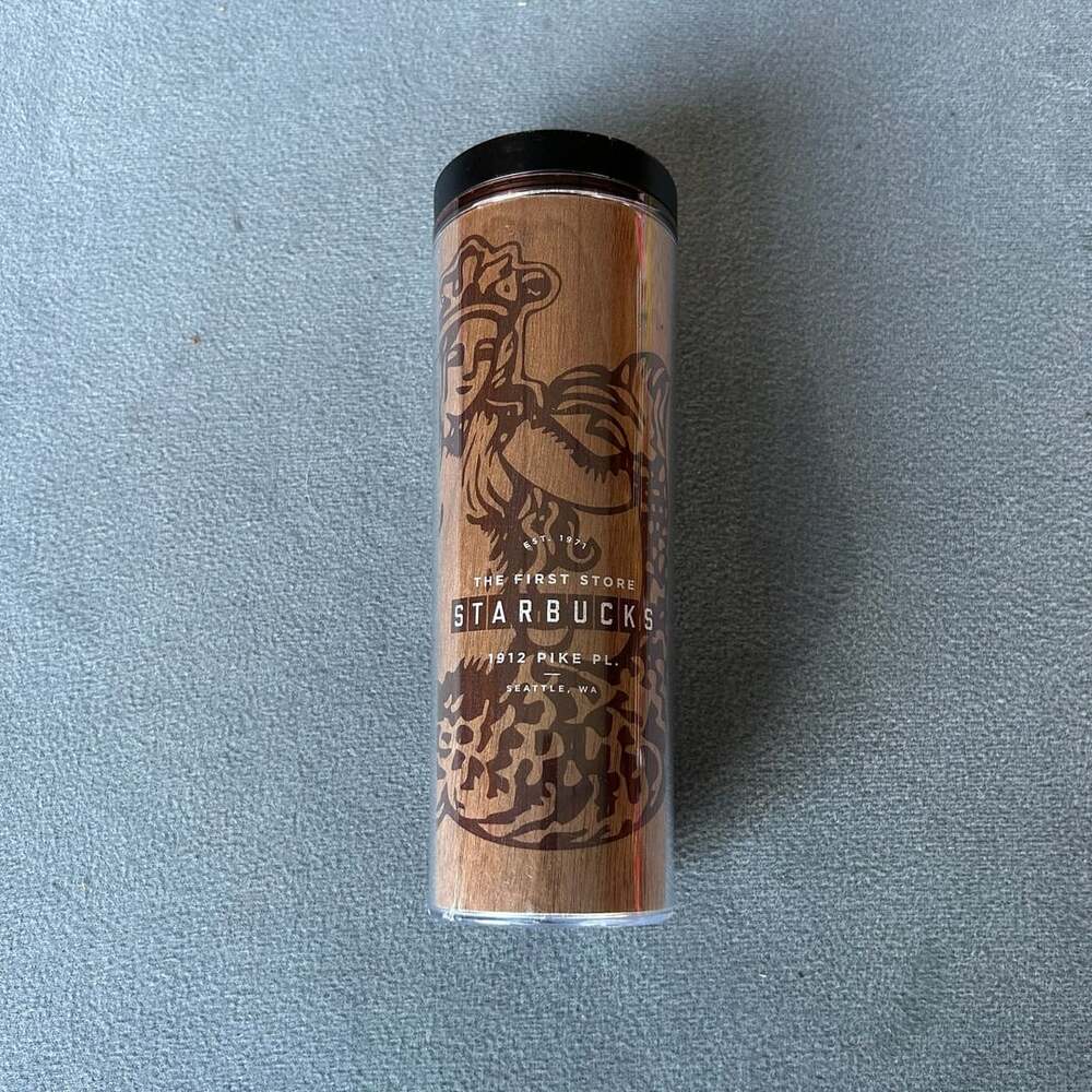 Starbucks The First Store 1912 Pike Pl Seattle WA Wood Grain16 oz Travel Tumbler